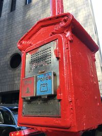 Close-up of telephone booth