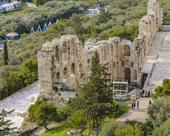 High angle view of historical building