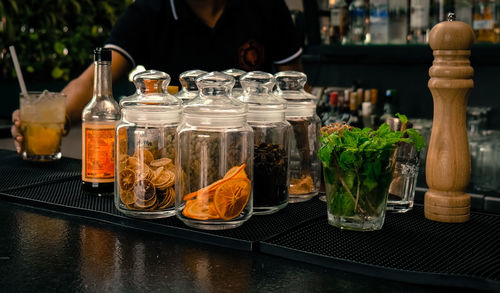 Close-up of food served on table