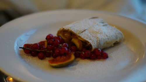 Close-up of fresh breakfast served in plate