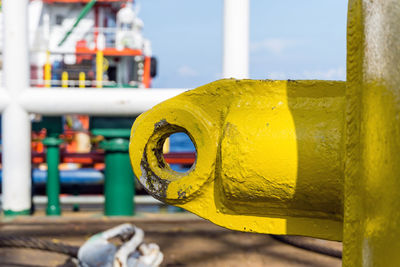 Padeye on anchor buoy painted yellow