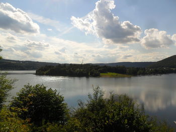 Scenic view of lake against sky