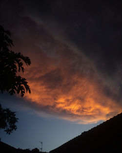 Low angle view of silhouette trees against romantic sky