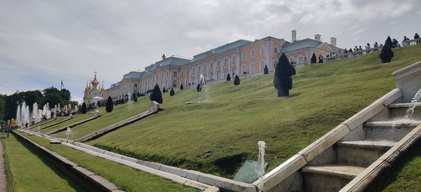 High angle view of grand palace in peterhof