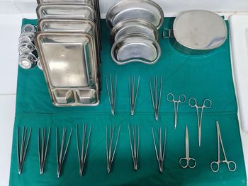 High angle view of keys on table