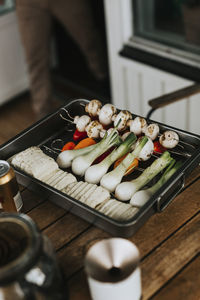 Raw vegetable skewers