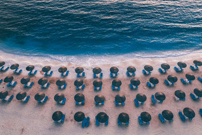 Aerial view of beach chairs