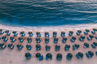 Aerial view of beach chairs