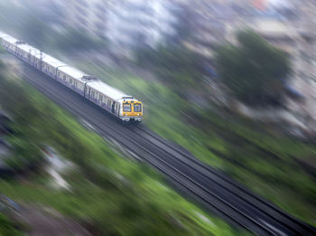 Blurred motion of train