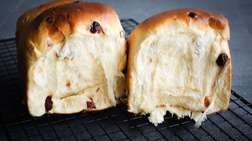 High angle view of bread on table