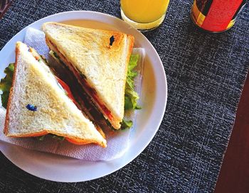 Close-up of breakfast served on table