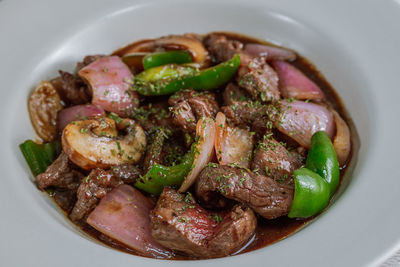 High angle view of meal served in plate