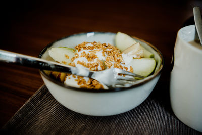 Close-up of dessert on table