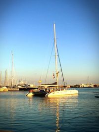 Boats sailing in sea