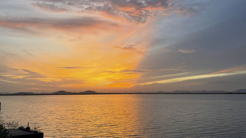 Scenic view of sea against sky during sunset