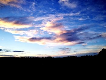 Scenic view of silhouette landscape against sky during sunset