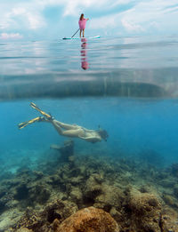 Man swimming in sea