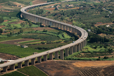 High angle view of bridge over river