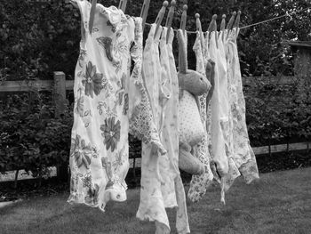 Full frame shot of clothes drying on tree