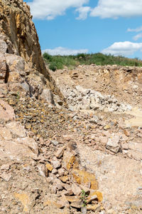 Stone granite quarry. rock texture background