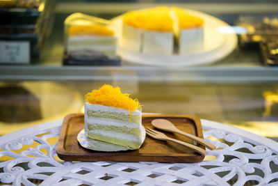 Close-up of cake on table