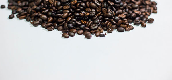 High angle view of coffee beans on table