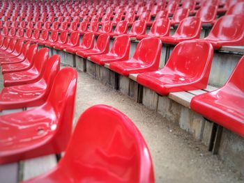 Full frame shot of empty seats in stadium