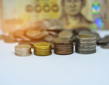 Close-up of a stack of coins