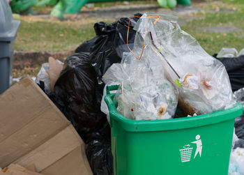 Close-up of garbage bin