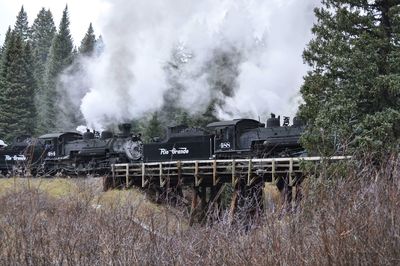 Panoramic shot of train on railroad track