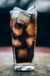 Close-up of ice cream in glass on table