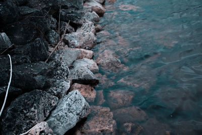 Full frame shot of rocks in sea