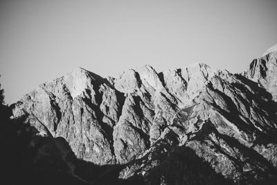 Scenic view of rocky mountains against clear sky