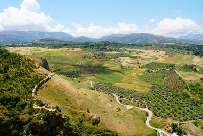 High angle view of landscape against sky