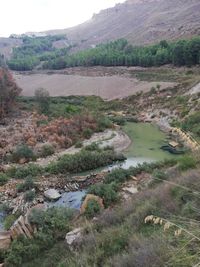 High angle view of river amidst landscape