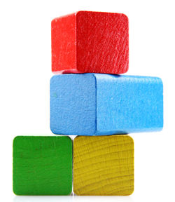 Close-up of colorful boxed over white background