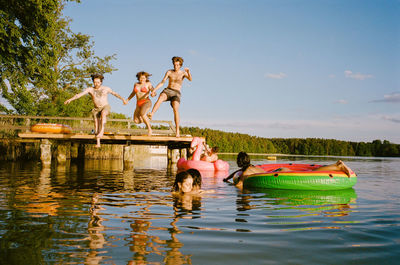 People at lake