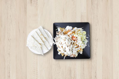 High angle view of food on table