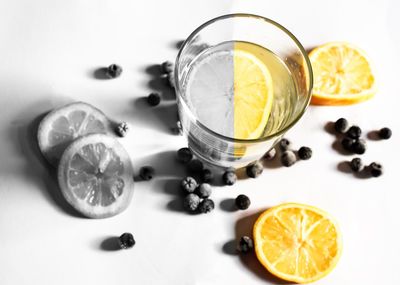 High angle view of breakfast on table
