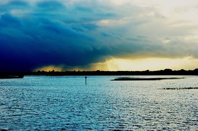 Scenic view of sea against cloudy sky