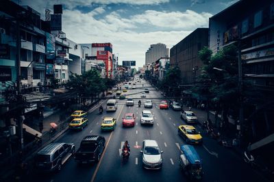 High angle view of traffic on city street