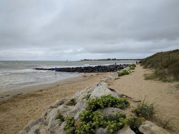 Scenic view of beach against sky