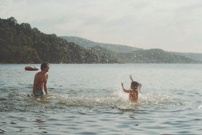 View of people in sea