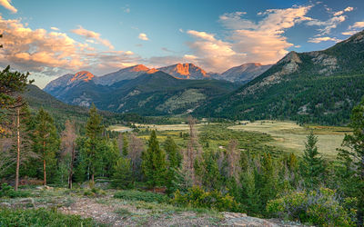 Scenic view of landscape against sky during sunset