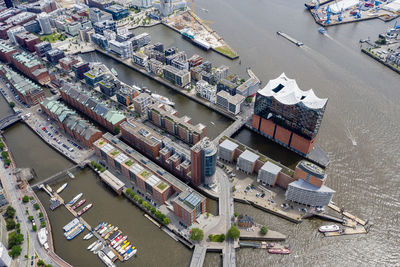 High angle view of city on road