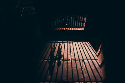 High angle view of railing on window