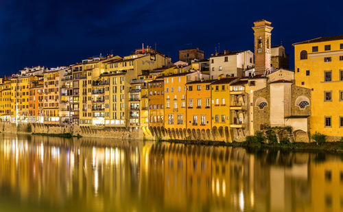 Reflection of buildings in city at waterfront