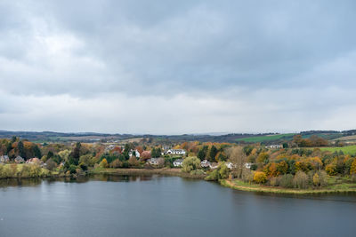 Scenic view of lake against sky