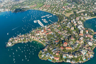 High angle view of buildings in city