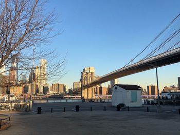 View of city street against clear sky